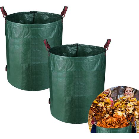 Wolketon 2x Gartensack XXL Polipropileno 272L 3 maneja la bolsa de la bolsa del recipiente de desechos de la hoja Bolsa de jardín