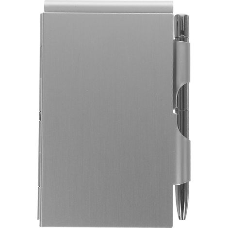 Petit carnet en métal, mini bloc-notes de poche, étui en métal avec stylo-11.3x7.5x0.8cm-Silver (1/4)