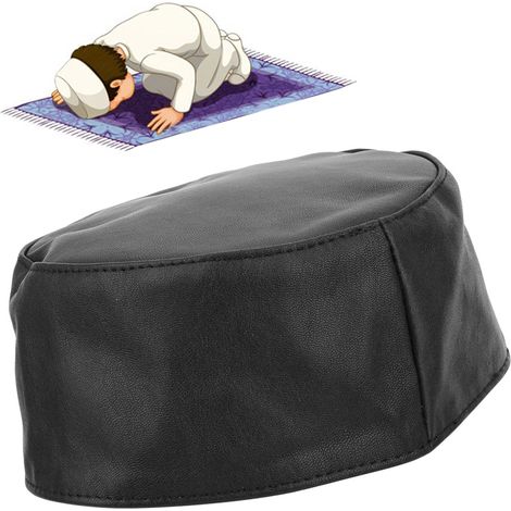 Bonnet de prière pour homme en véritable peau de mouton, chapeau de l'ethnie Hui, couleur de la doublure expédiée au hasard, noir, taille 58. (1/3)