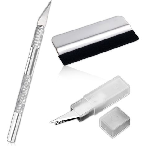Lot de 7 kits d'application, mini raclette souple en plastique avec lame de précision et raclette spéciale film étirable, outil de pose de film étirable, raclette, film pour vitres (1/5)