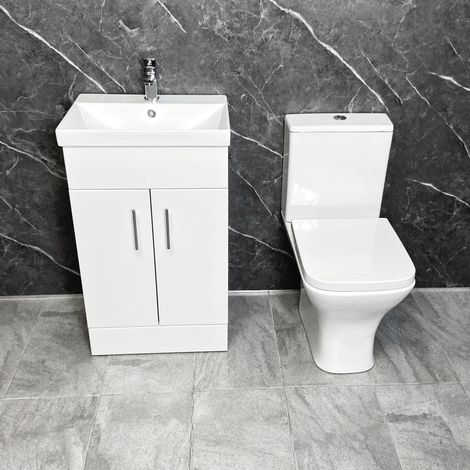 Naomi Vanity Bathroom Suite Square Basin Unit with Sindee Rimless Toilet Ensuite, Without Tap (1/5)