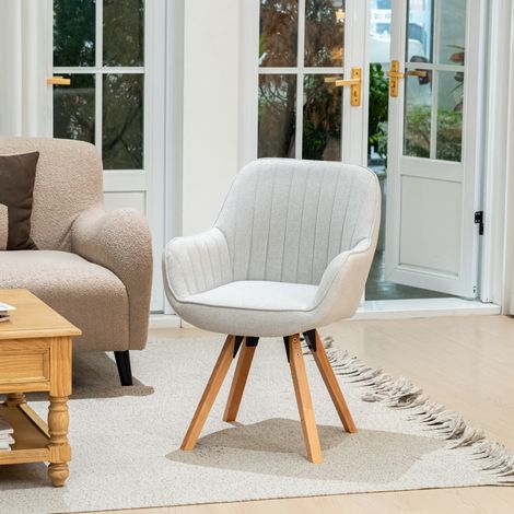 MEUBLES COSY Skandinavischer Drehstuhl für Esszimmer CARSON aus beigem Stoff