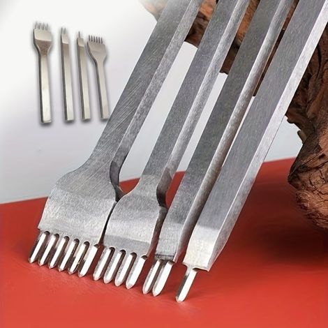 Set of 4 Chisels, 10.2 cm Spacing, 3 mm Point, For Belts and Straps, Leather Goods (1/5)