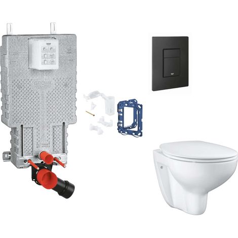 Grohe Uniset - Set Vorwandelement, WC mit Softclose-Sitz, Betätigungsplatte Even und Fresh Umrüstset, phantom black SANI15BB5113 (1/2)