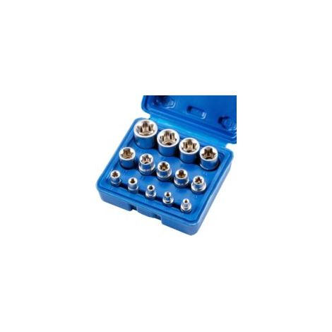 Ugreat – Lot de 14 douilles Torx femelles E4-E24 – Acier chrome-vanadium forgé – Étui moulé inclus – Pour cliquets à main et barres de rupture