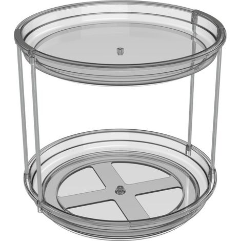 Étagère à Épices Rotative Double Étage en Plastique Organisateur de Comptoir de Cuisine Style Japonais Pratique et Élégant