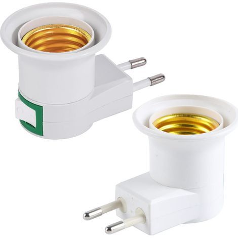 E27 Socket to EU Plug Adapter, Integrated Switch, ABS and Metal, for LED Bulbs (1/5)