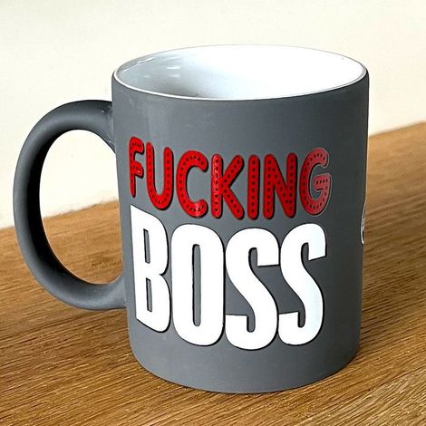 Tasse - Verdammt Boss - Keramik - Mattgrau - 30 cl
