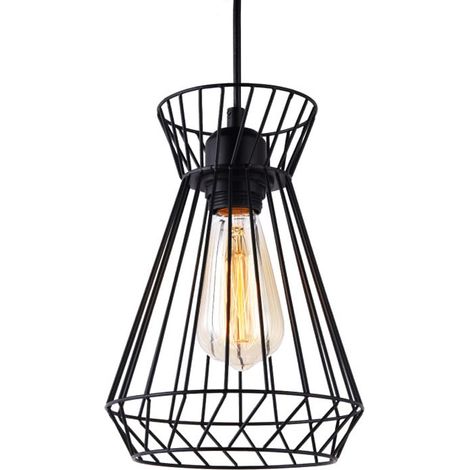 LAMPARA DE TECHO METALICA E27 60W COLOR NEGRO Ø19x26x130cm EDM (1/2)