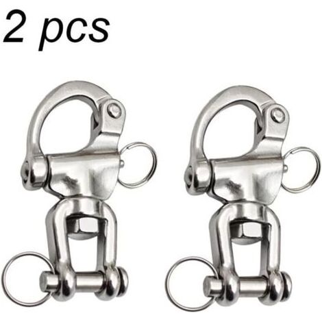 2PCS Mousqueton Pivotant à Emerillon, Mousqueton pivotant INOX Accessoires Maillons Rapides Crochet à Ressort Rapide à Largage en Acier Inoxydable 316 pour Drisse de Voilier Bateaux (1/4)