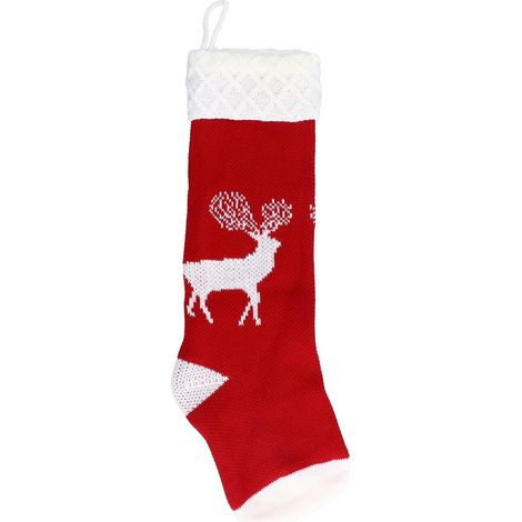 Bas de Noël, Fibres Acryliques Tricot Suspendu Bas Pendentif Sac Cadeau pour La Maison Hôtel Boutique pour Noël Décor À La Maison(Rouge) (1/5)