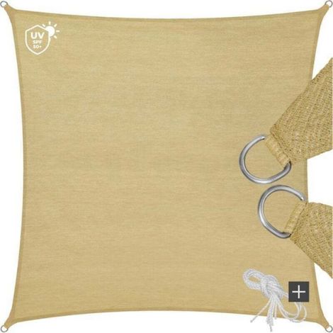 Voile d'ombrage carré 3x3 m Respirante en HDPE, Toile d'ombrage Protection Solaire, Anti 85% UV Contre Le Vent, pour Jardin terrasse (1/5)