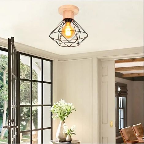 Plafonnier en Cage Vintage,Lustre Suspension Luminaire Industrielle en Fer pour Salon Chambre (1/4)
