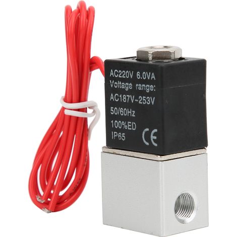 Électrovanne à action directe pour eau, air et huile, corps en alliage d'aluminium, 220 V CA (G1/8 po) (1/5)