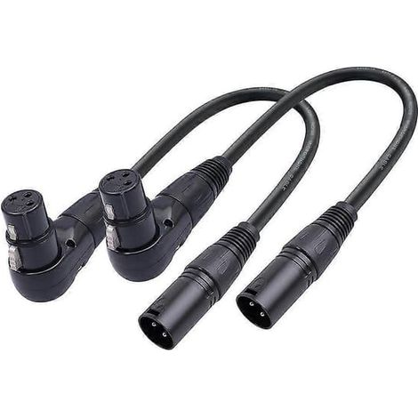 BelleRise - Lot de 2 adaptateurs coudés XLR 3 broches mâle vers femelle pour câble audio microphone, 90° XLR femelle vers droit (1/5)