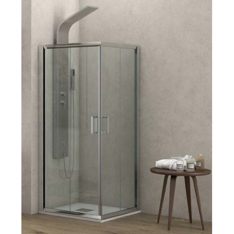 Cabine de douche NEW FLORA 100 90x90 x170 cm profilé chromé