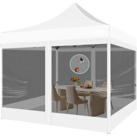 Tente Pop-Up, Tissu Imperméable, Hauteurs Ajustables, BLANC (1/2)