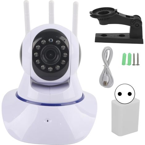 Caméra IP WiFi sans fil, détection de mouvement, vision nocturne infrarouge, audio bidirectionnel, PTZ, 3 antennes, 100‑240V prise UE (1/5)