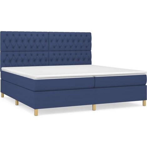 Maison Exclusive - Giroletto a Molle con Materasso Blu 200x200 cm in Tessuto (1/5)