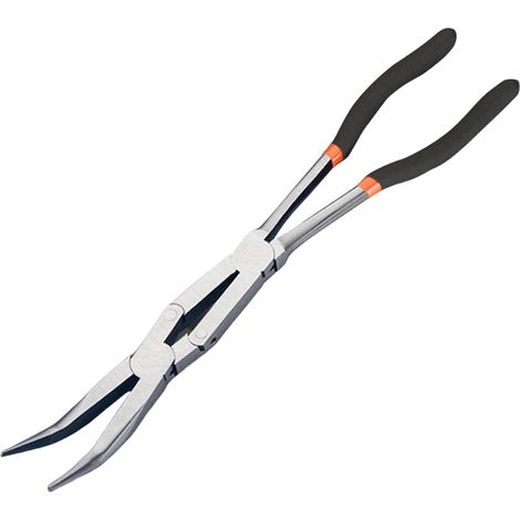 Pince à double articulation long manche ergonomique Outil de réparation simple utiliser pour des travaux précision dans zones étroites Extension 45 Degrés - (1/5)
