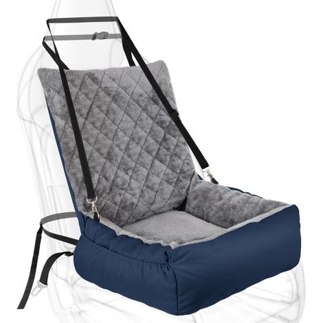 Hunde Autositz für kleine/mittelgroße Haustiere, Plüschbett mit Aufbewahrung, blau (1/5)