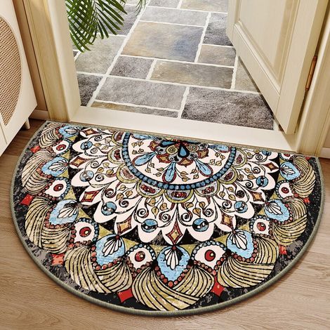 Tapis De Seuil Demi-Rond - Surface En Velours Cristal Et Dos En Caoutchouc Granuleux - Non Glissant - Pour Intérieur Et Extérieur - 60 X 90 Cm - 1 Pièce (1/5)