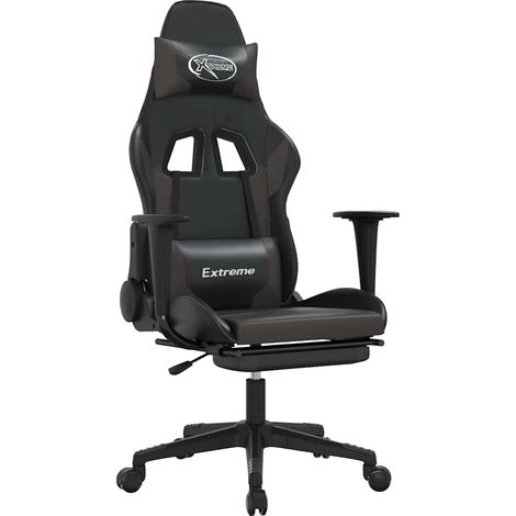 Maison Exclusive - Sedia da Gaming con Poggiapiedi Nero e Grigio in Similpelle (1/5)