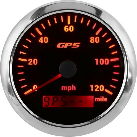 Compteur de vitesse GPS, 85 mm/3,35 pouces, odomètre, vitesse maximale 120 mph, étanche IP67, convient aux jauges de type gradué, noir. (1/5)