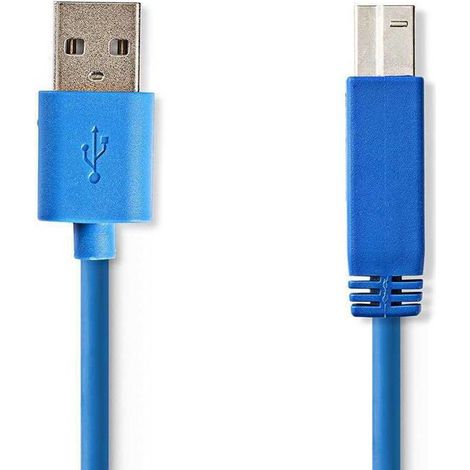 Cable usb usb 32 generacion 1 usb a macho usb b macho 5 gbps niquelado 300 metros redondo pvc azul bolsa de plastico
