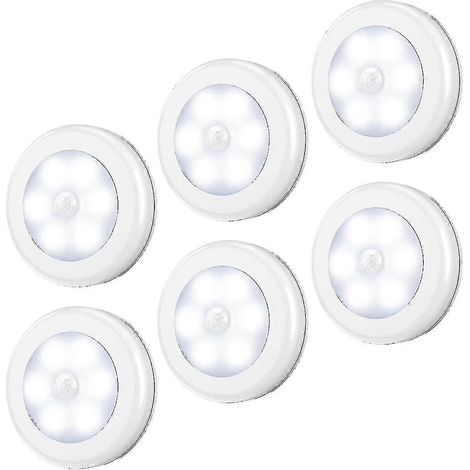 Lampes à détecteur de mouvement, veilleuses LED sans fil à piles, éclairage pour placards et escaliers (lot de 6) Z