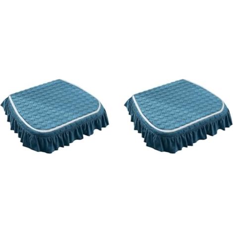 Générique 45x43 Coussin de Chaise en Coton français à Volants avec Attaches, Housse de siège à Jupe volantée, Coussin de siège en Coton français, Tissu Doux et antidérapant (2, Bleu) (1/5)