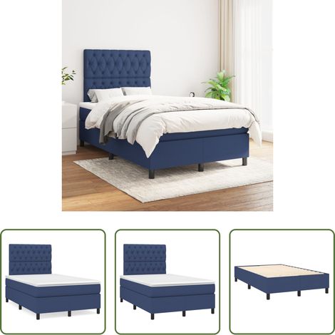 Matratze - Boxspringbett mit Matratze Blau 120x200 cm Stoff (1/5)