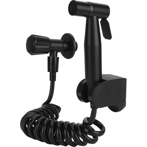 Kit douchette bidet avec filetage G1/2 en acier inoxydable – Pour WC et salle de bain – Noir (Style B) (1/5)