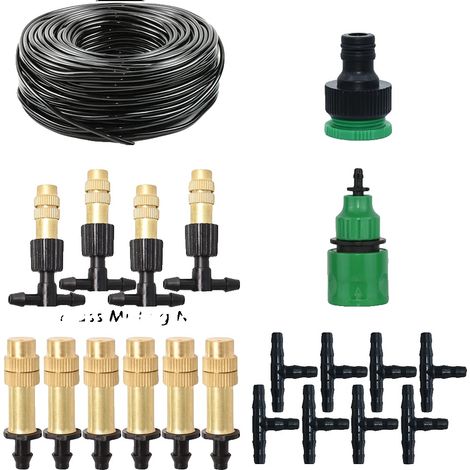Kits de riego, sistema de nebulización, apto para exteriores, 25 m (1/2)