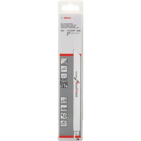 Bosch Säbelsägeblatt S 1122 VF, Flexible for Wood and Metal, 25er-Pack