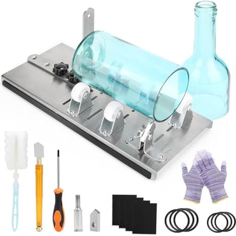 Coupe-verre pour bouteilles avec gants de sécurité et accessoires (1/5)