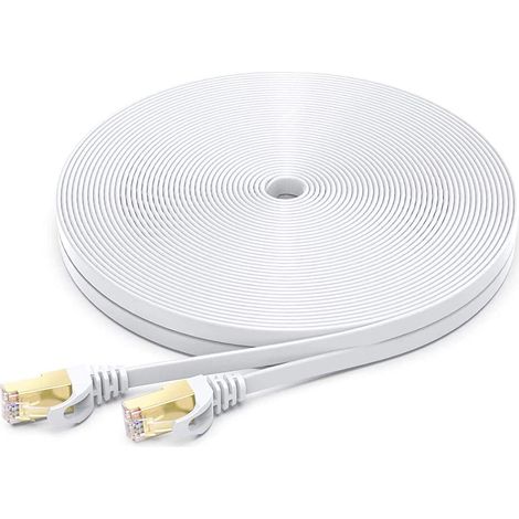 Câble Ethernet Cat 7, câble Ethernet blindé plat RJ45, cordon réseau LAN compatible 10 Gbit/s 600 MHz - Compatible avec les réseaux Cat5/Cat6 (1/5)