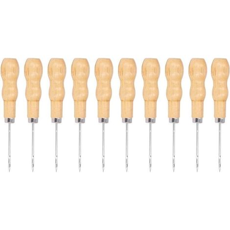 10 Pièces Alène à Coudre en Cuir avec Manche en Bois, 125mm, Kit d'Outils de Réparation et de Bricolage (1/5)