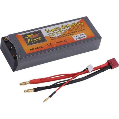 Direct sales of RC remote control car and model aircraft batteries, 5000mAh, 7.4V, 50C, with casing. (1/5)
