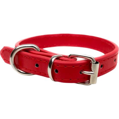 Collier en cuir vibrant pour chiot, chat, chaton, chiens – Pour colliers d'animaux de petite, moyenne, grande et très grande taille (L (cou de 28cm - 36cm), Rouge)