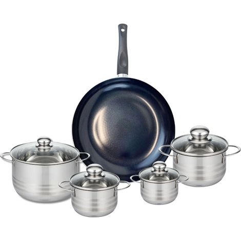 Ensemble de 1 Poêle de cuisson 32 cm et 4 faitouts 12, 14, 16 et 20 cm Elo Prima Brillant (1/5)