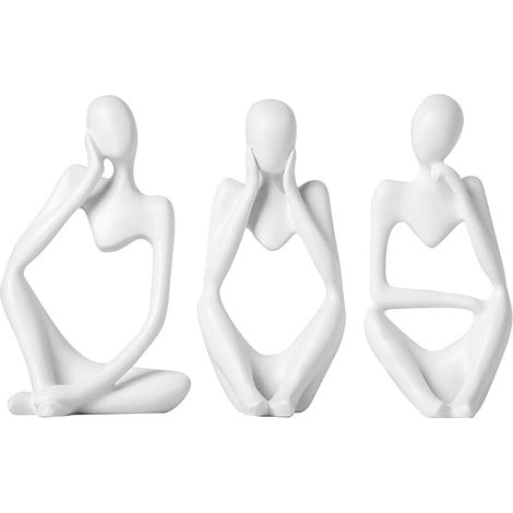 Statues Résine Style Penseur Statues art Abstrait Sculpture Figures Décoratives Salon Table Bureau Salon Thé Blanc (1/5)