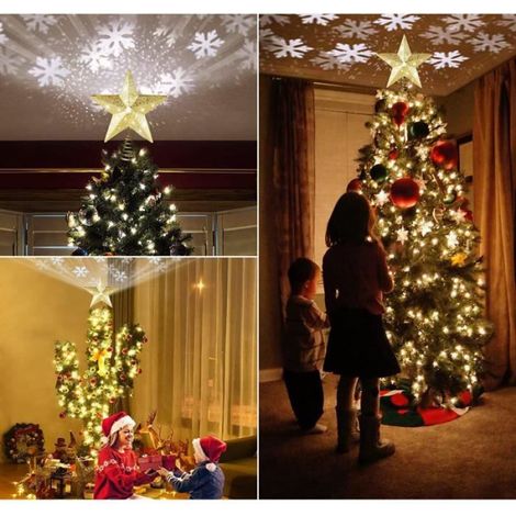 Étoile de Sapin de Noël - LED - Projecteur Flocon de Neige - Jaune - 3D - Décoration de Noël (1/4)