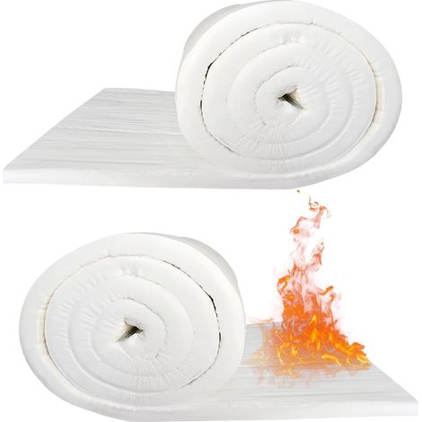 Plaque Isolante en Fibre Céramique 400x610x25mm (2 pièces) - Matelas de Protection Résistant à Haute Température pour Poêles à Granulés, Forges (1/5)