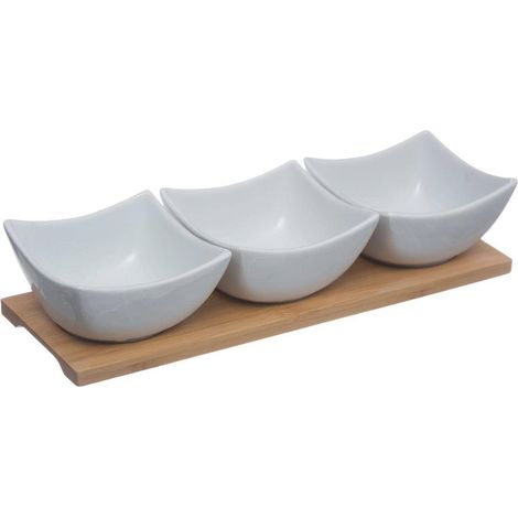 Set de 4 piezas en porcelana y bambú. - Sg secret de gourmet