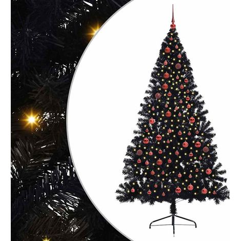 Árbol de Navidad Artificial Preiluminado Negro 210 cm PVC vidaXL