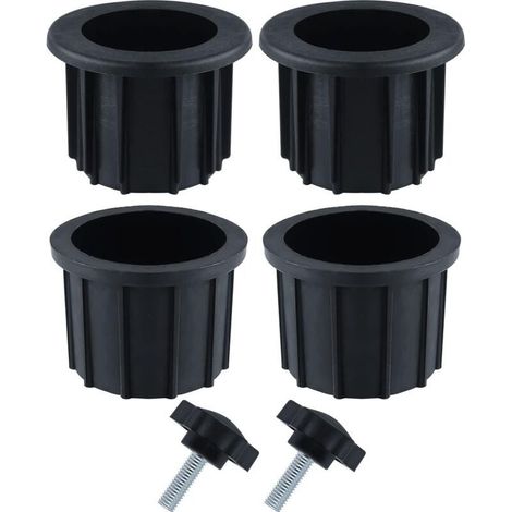 Lot de 2 kits d’accessoires pour parasol – 6 pièces (4 anneaux Ø 38 & 48 mm, 2 vis M8 × 40 mm) – Noir (1/5)