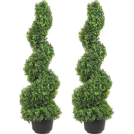 Pianta Artificiale in Bosso a Spirale 2 Alberi Totale 91 cm (1/5)
