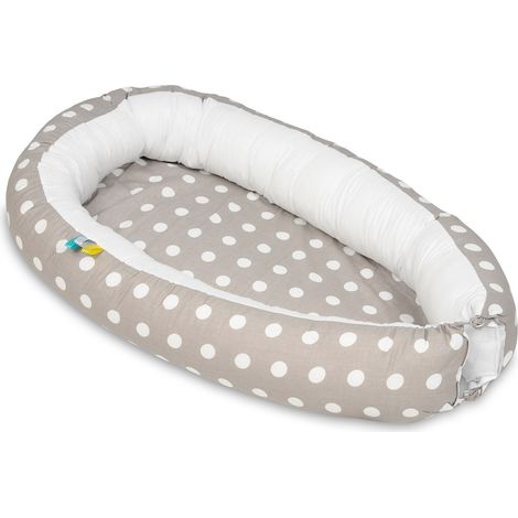 Babynest - nid d'ange - 0-8 mois - 100% coton - 82x54cm - pois sur gris (1/3)
