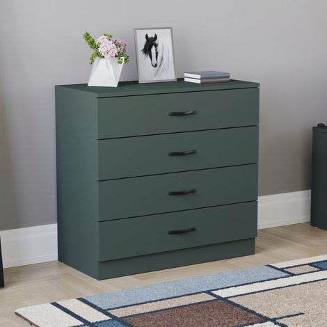 Riano Commode 4 tiroirs meuble de rangement pour chambre design moderne, Vert